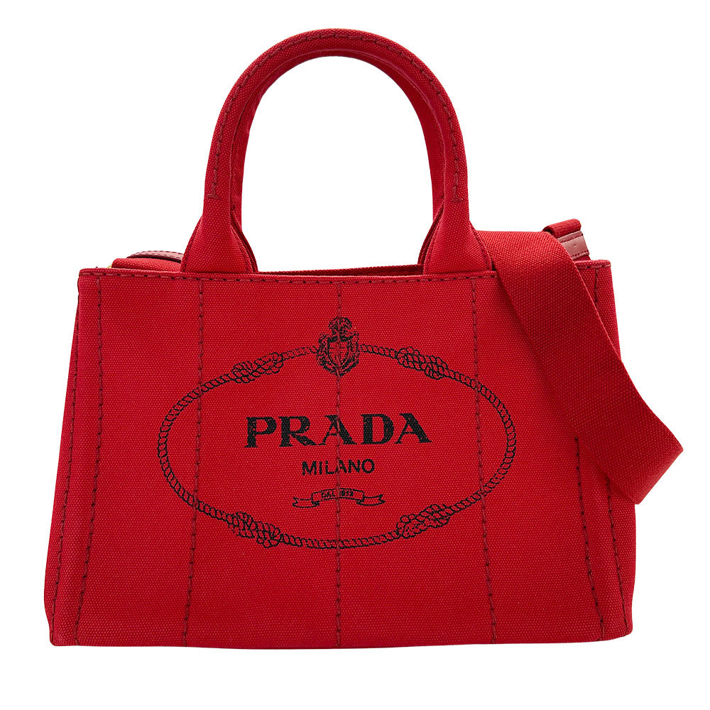 PRADA プラダ カナパ 2wayバッグ レッド 1BG439 キャンバス レディース 【中古】