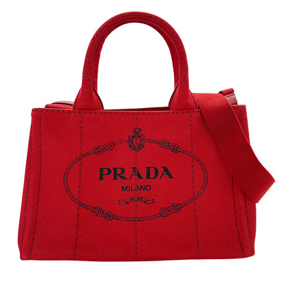 PRADA プラダ カナパ 2wayバッグ レッド 1BG439 キャンバス レディース 【中古】