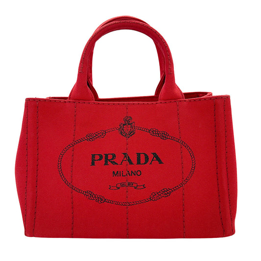 PRADA プラダ カナパ 2wayバッグ レッド 1BG439 キャンバス レディース 【中古】