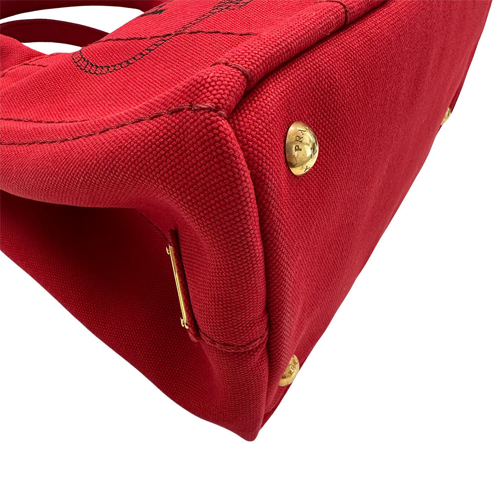 PRADA プラダ カナパ 2wayバッグ レッド 1BG439 キャンバス レディース 【中古】