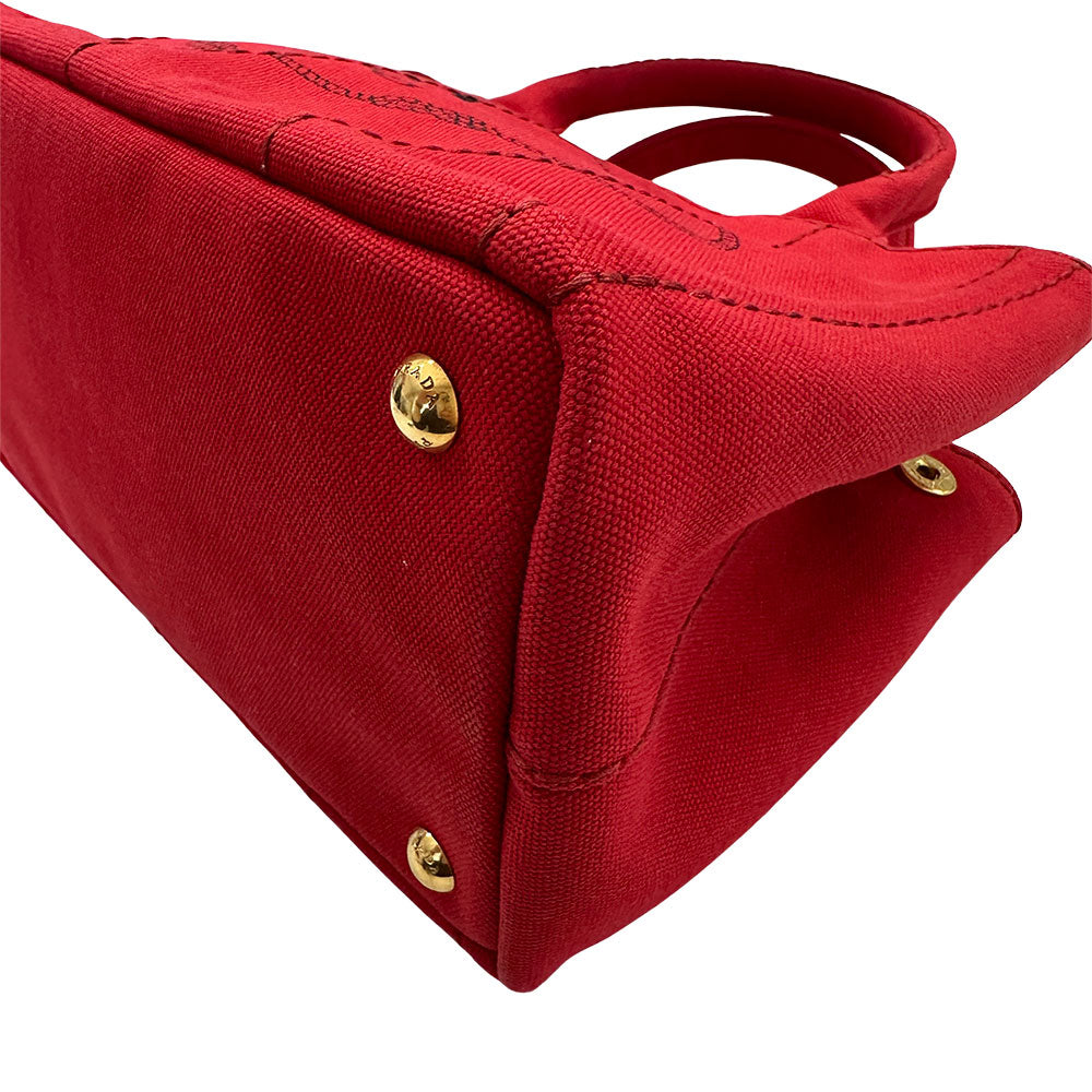 PRADA プラダ カナパ 2wayバッグ レッド 1BG439 キャンバス レディース 【中古】