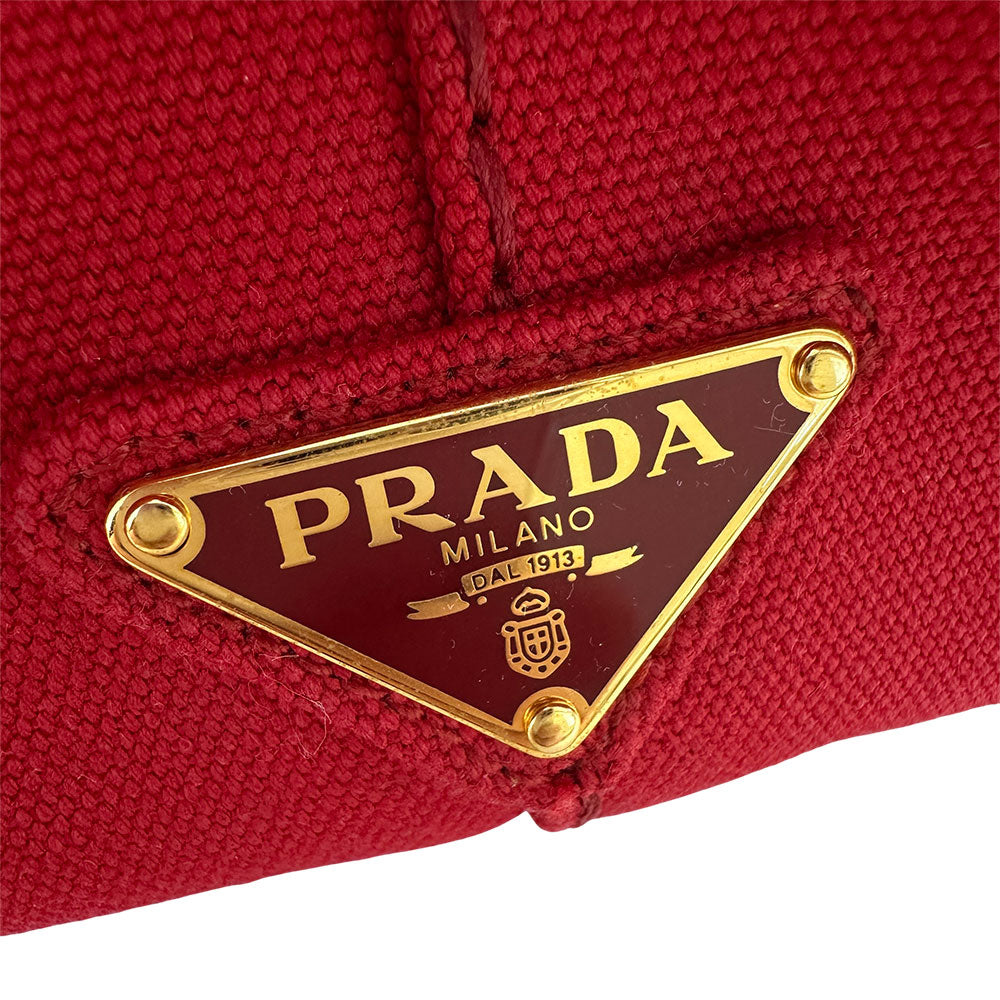 PRADA プラダ カナパ 2wayバッグ レッド 1BG439 キャンバス レディース 【中古】