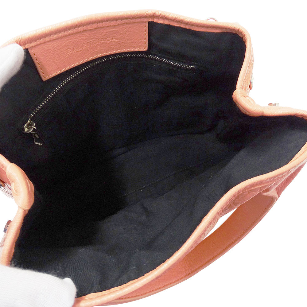 BALENCIAGA バレンシアガ ネイビーカバスXS 2wayバッグ サーモンピンク 390346 レザー レディース 【中古】