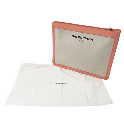 BALENCIAGA バレンシアガ クラッチ・セカンドバッグ ホワイト ピンク 410119 キャンバス レディース 【中古】