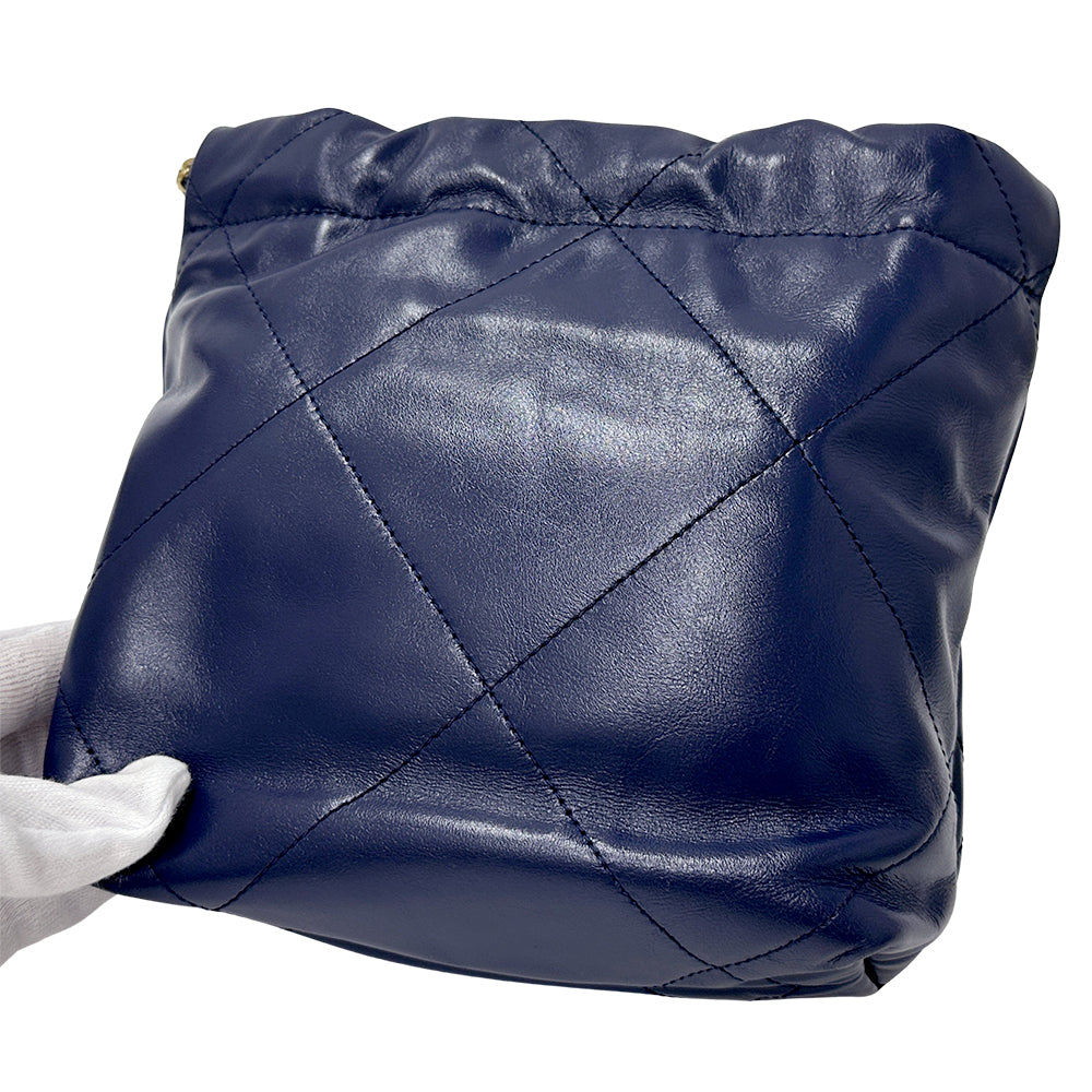 CHANEL シャネル 2wayバッグ シャネル22 ネイビー ゴールド金具 レザー レディース 【中古】