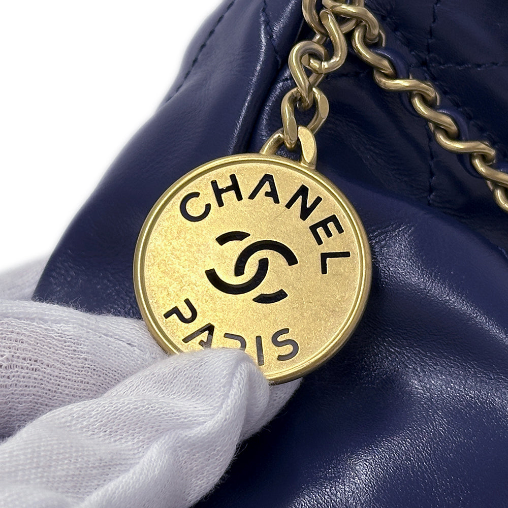 CHANEL シャネル 2wayバッグ シャネル22 ネイビー ゴールド金具 レザー レディース 【中古】