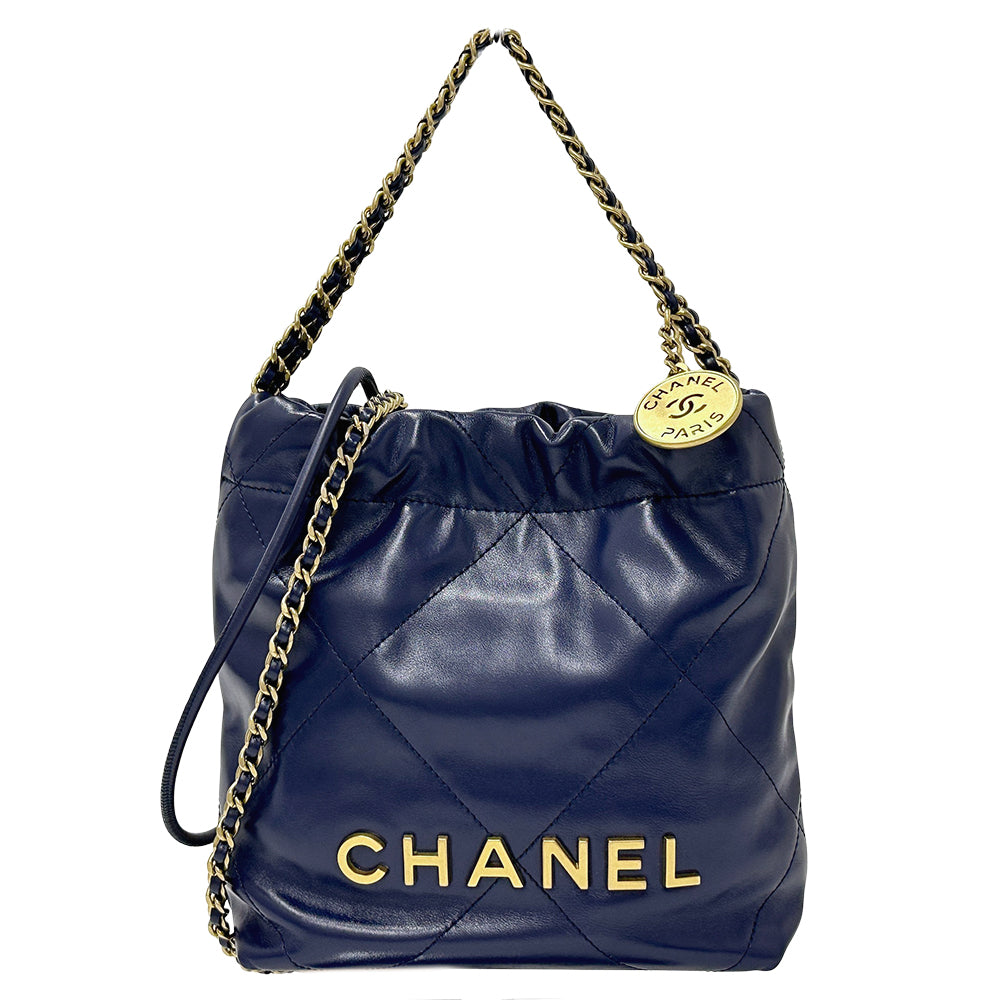 CHANEL シャネル 2wayバッグ シャネル22 ネイビー ゴールド金具 レザー レディース 【中古】