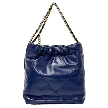 CHANEL シャネル 2wayバッグ シャネル22 ネイビー ゴールド金具 レザー レディース 【中古】