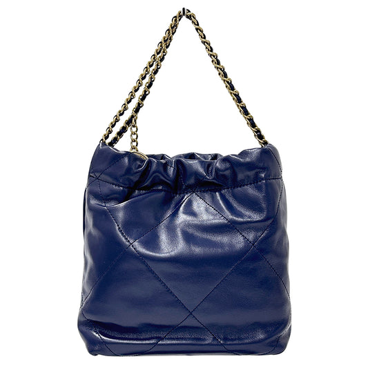 CHANEL シャネル 2wayバッグ シャネル22 ネイビー ゴールド金具 レザー レディース 【中古】