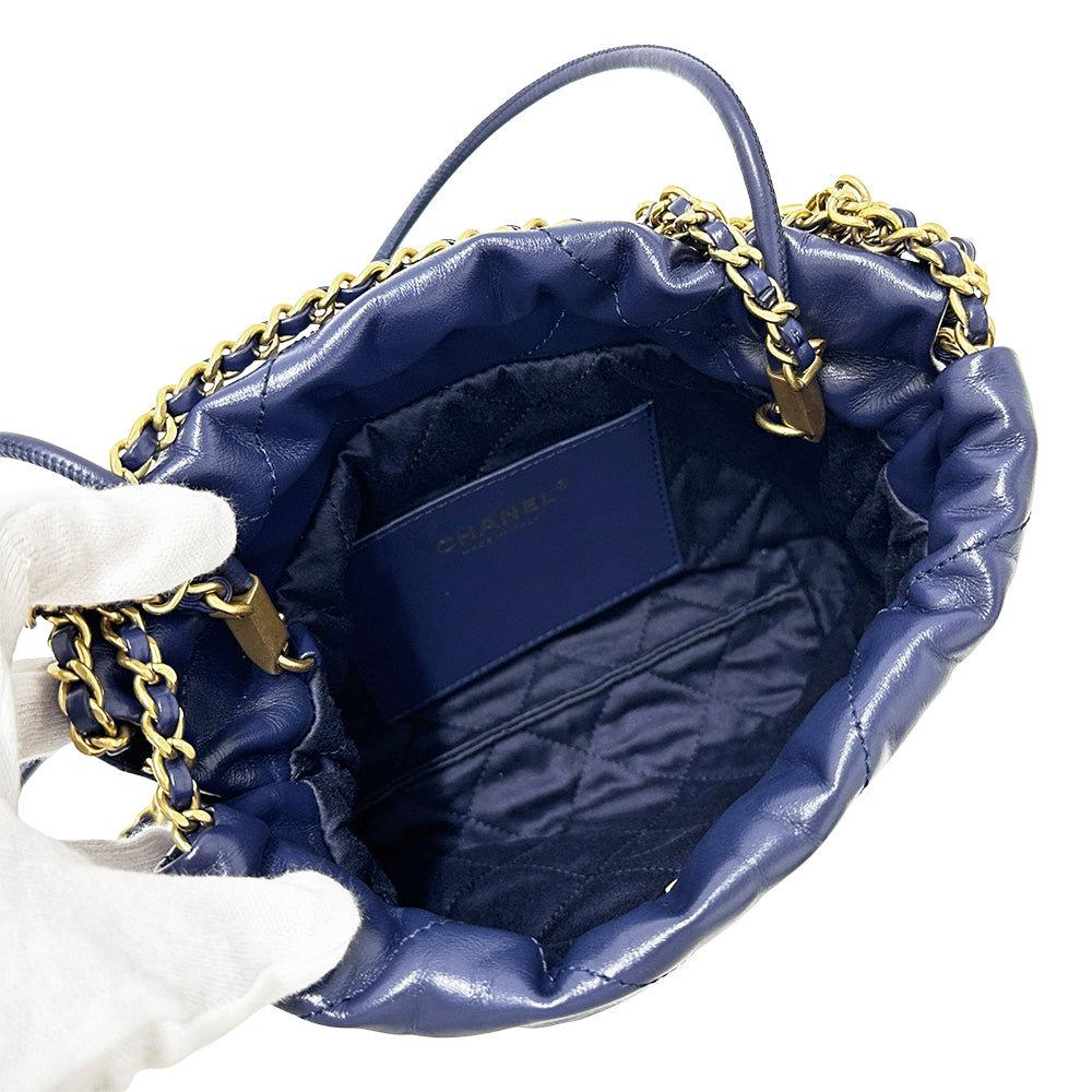 CHANEL シャネル 2wayバッグ シャネル22 ネイビー ゴールド金具 レザー レディース 【中古】