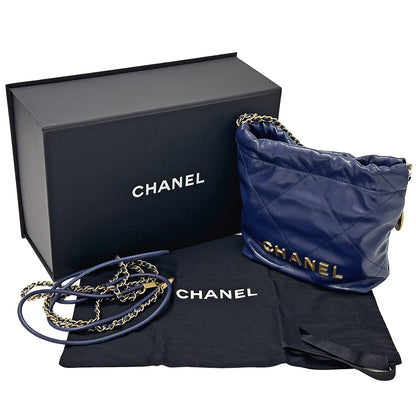 CHANEL シャネル 2wayバッグ シャネル22 ネイビー ゴールド金具 レザー レディース 【中古】