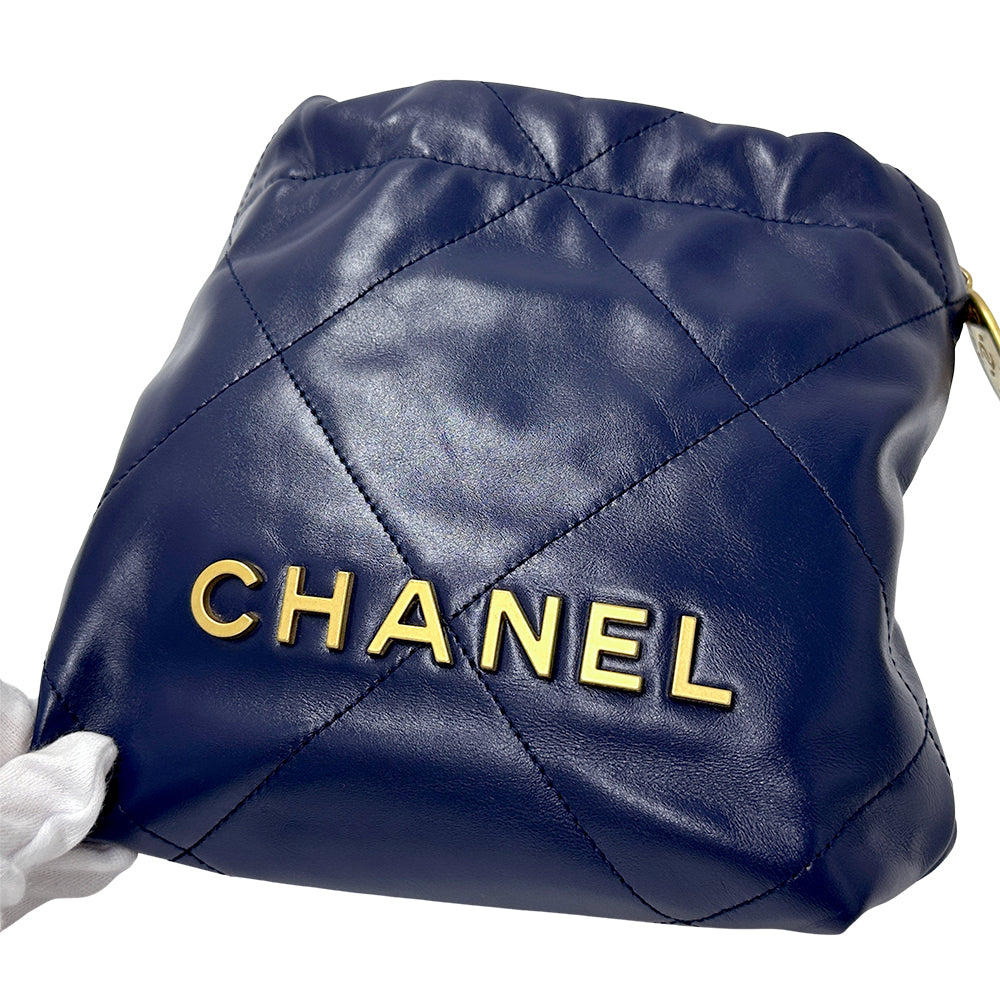 CHANEL シャネル 2wayバッグ シャネル22 ネイビー ゴールド金具 レザー レディース 【中古】