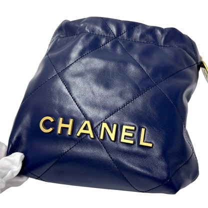 CHANEL シャネル 2wayバッグ シャネル22 ネイビー ゴールド金具 レザー レディース 【中古】