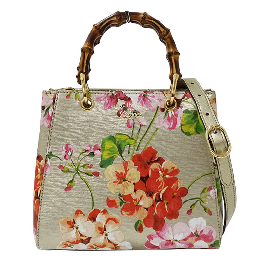 GUCCI グッチ 2wayバッグ バンブー ブルームス ミニショッパー ゴールド 368823 レザー レディース 【中古】