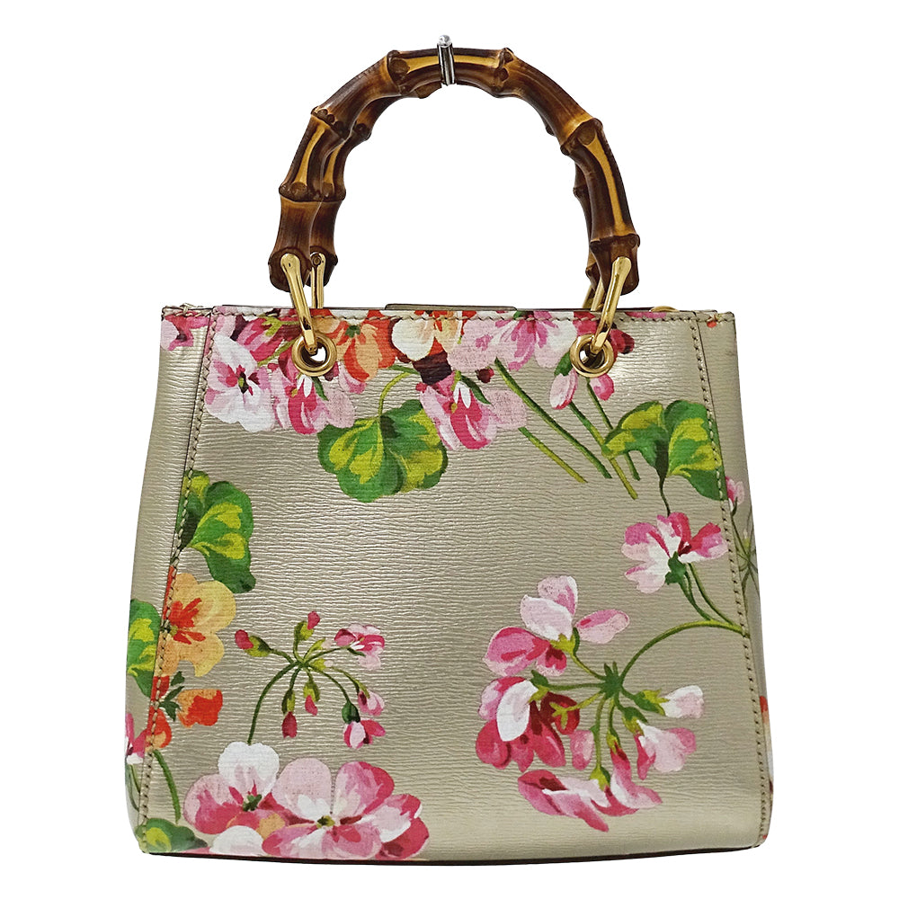 GUCCI グッチ 2wayバッグ バンブー ブルームス ミニショッパー ゴールド 368823 レザー レディース 【中古】