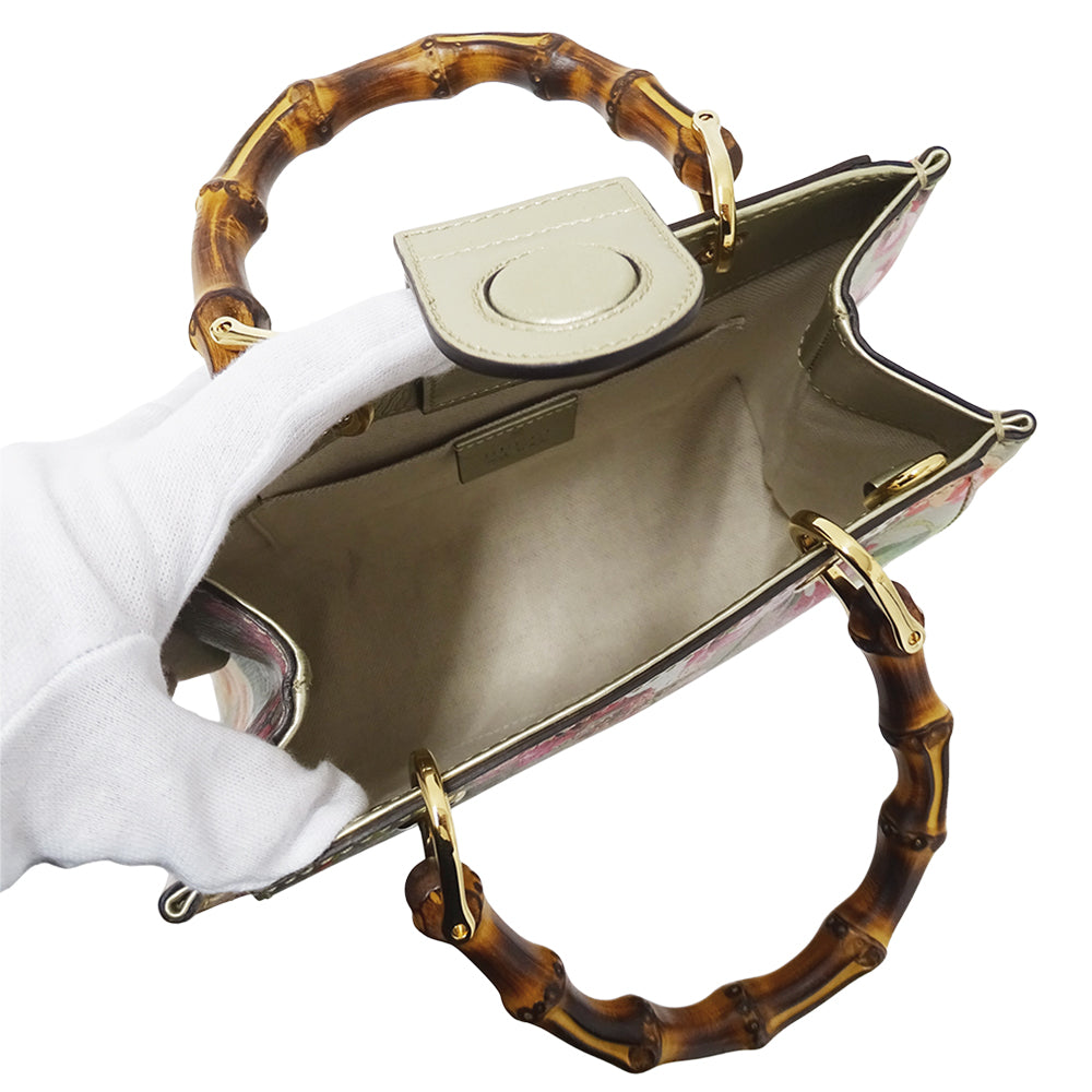 GUCCI グッチ 2wayバッグ バンブー ブルームス ミニショッパー ゴールド 368823 レザー レディース 【中古】