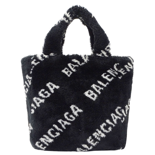 BALENCIAGA バレンシアガ 2wayバッグ エブリデイ ブラック 581762 フェイクファー レディース 【中古】