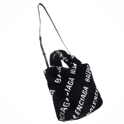 BALENCIAGA バレンシアガ 2wayバッグ エブリデイ ブラック 581762 フェイクファー レディース 【中古】