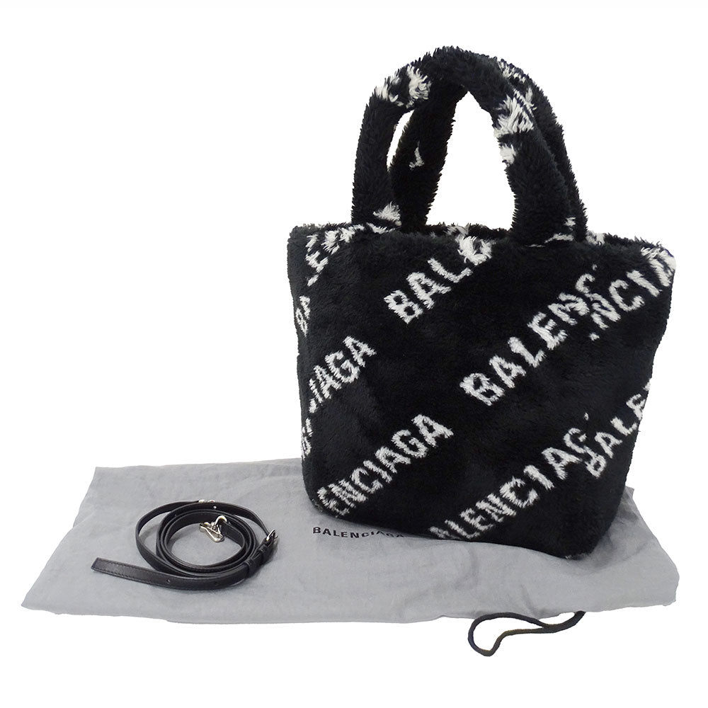 BALENCIAGA バレンシアガ 2wayバッグ エブリデイ ブラック 581762 フェイクファー レディース 【中古】