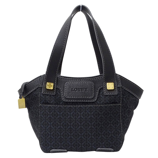 LOEWE ロエベ トートバッグ リピート ブラック ネイビー キャンバス レディース 【中古】