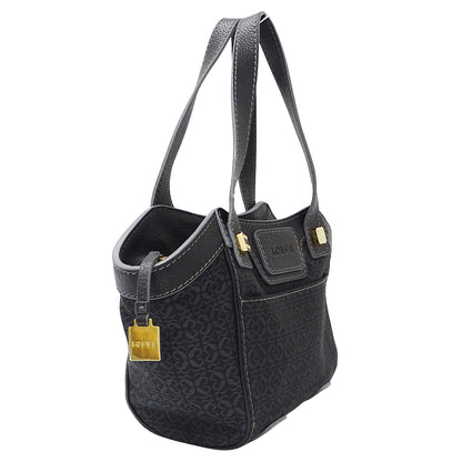 LOEWE ロエベ トートバッグ リピート ブラック ネイビー キャンバス レディース 【中古】