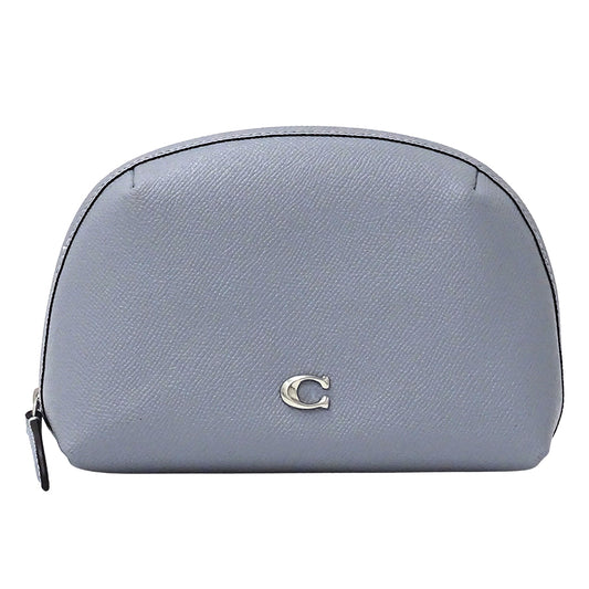COACH コーチ 化粧ポーチ ライトブルー C3489 レザー レディース 【中古】