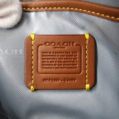 COACH コーチ 化粧ポーチ ライトブルー C3489 レザー レディース 【中古】