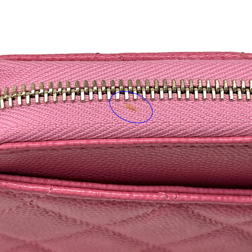 CHANEL シャネル 長財布 マトラッセ ピンク ゴールド金具 キャビアスキン レディース 【中古】
