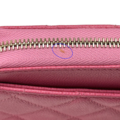 CHANEL シャネル 長財布 マトラッセ ピンク ゴールド金具 キャビアスキン レディース 【中古】