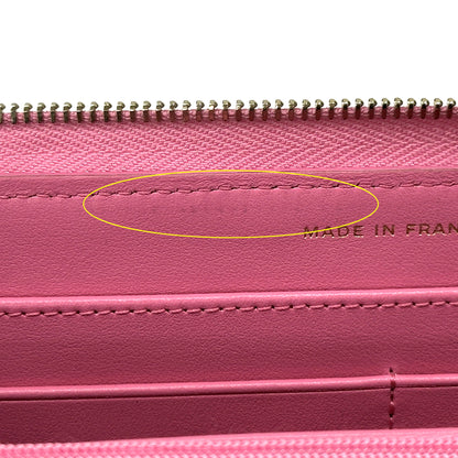 CHANEL シャネル 長財布 マトラッセ ピンク ゴールド金具 キャビアスキン レディース 【中古】