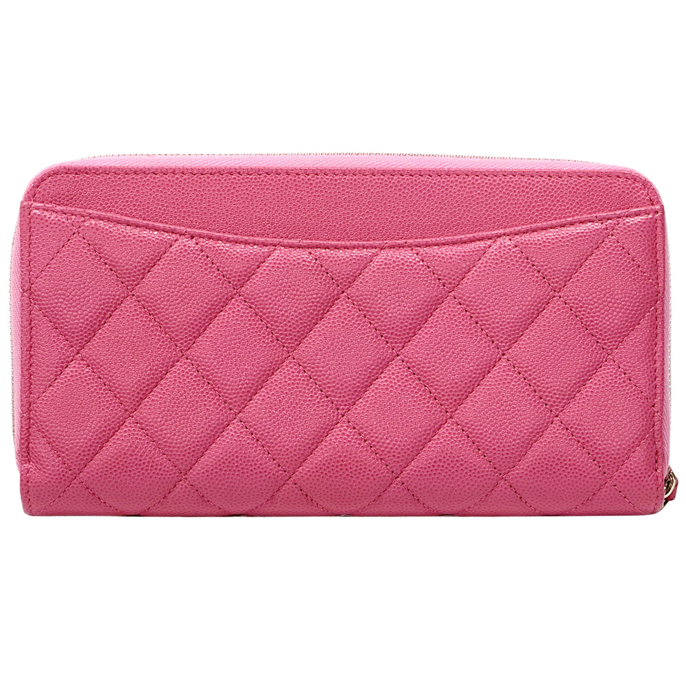 CHANEL シャネル 長財布 マトラッセ ピンク ゴールド金具 キャビアスキン レディース 【中古】