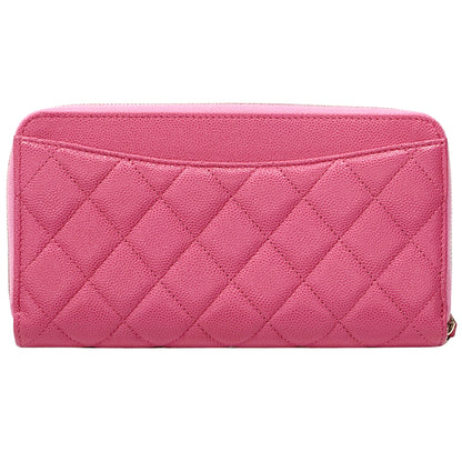 CHANEL シャネル 長財布 マトラッセ ピンク ゴールド金具 キャビアスキン レディース 【中古】