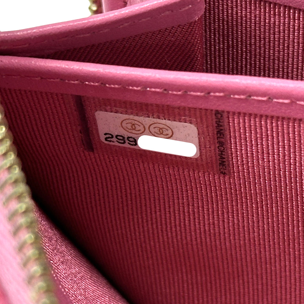 CHANEL シャネル 長財布 マトラッセ ピンク ゴールド金具 キャビアスキン レディース 【中古】