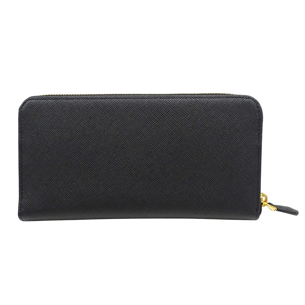 PRADA プラダ 長財布 ハイビスカス ブラック 1ML506 レディース メンズ 【中古】