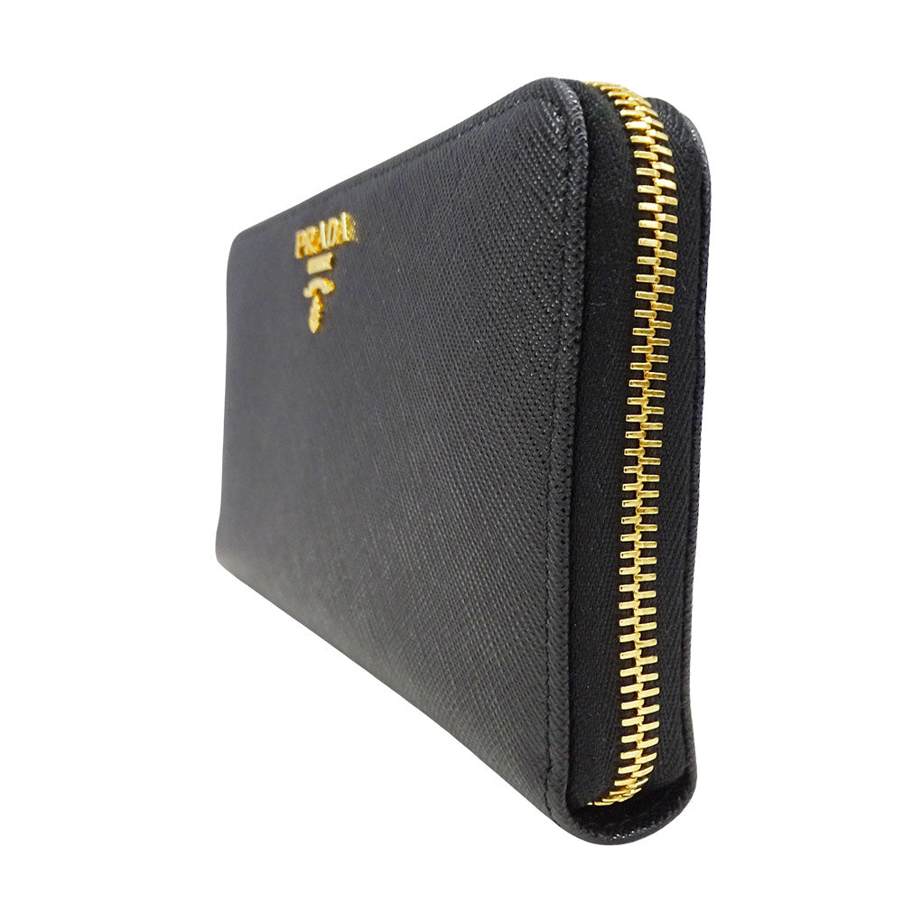 PRADA プラダ 長財布 ハイビスカス ブラック 1ML506 レディース メンズ 【中古】