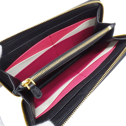 PRADA プラダ 長財布 ハイビスカス ブラック 1ML506 レディース メンズ 【中古】