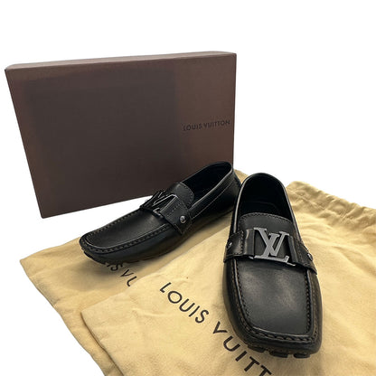 LOUIS VUITTON ルイ・ヴィトン モンテカルロ ドライビングシューズ ローファー ブラック レザー メンズ 【中古】