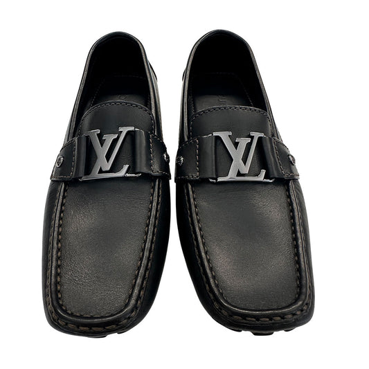 LOUIS VUITTON ルイ・ヴィトン モンテカルロ ドライビングシューズ ローファー ブラック レザー メンズ 【中古】