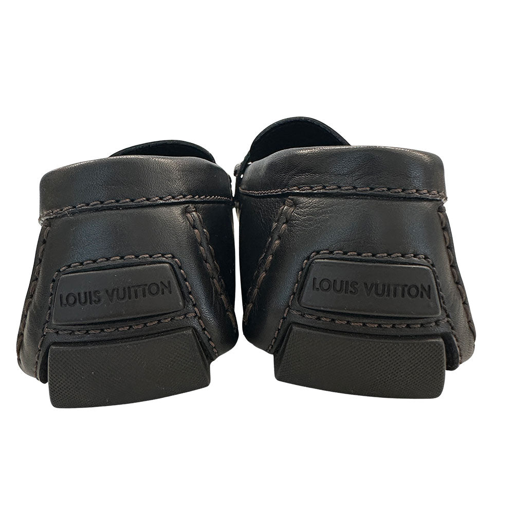 LOUIS VUITTON ルイ・ヴィトン モンテカルロ ドライビングシューズ ローファー ブラック レザー メンズ 【中古】
