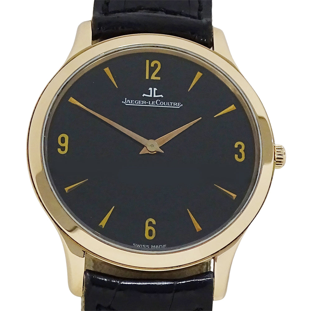 JAEGER-LECOULTRE ジャガー・ルクルト マスターウルトラスリム 145.2.79.S メンズ 腕時計 手巻き 750PG レザー 裏スケ 磨き済み 【中古】