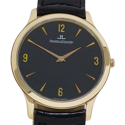 JAEGER-LECOULTRE ジャガー・ルクルト マスターウルトラスリム 145.2.79.S メンズ 腕時計 手巻き 750PG レザー 裏スケ 磨き済み 【中古】