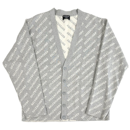 BALENCIAGA バレンシアガ カーディガン グレー ホワイト ウール L レディース メンズ 【中古】