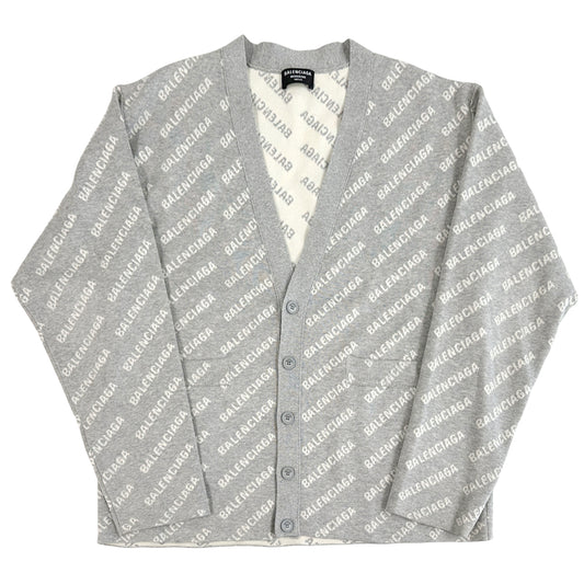 BALENCIAGA バレンシアガ カーディガン グレー ホワイト ウール L レディース メンズ 【中古】
