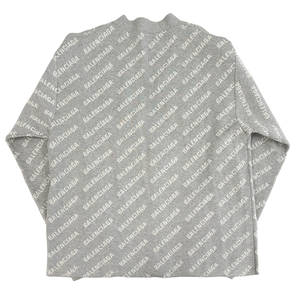 BALENCIAGA バレンシアガ カーディガン グレー ホワイト ウール L レディース メンズ 【中古】