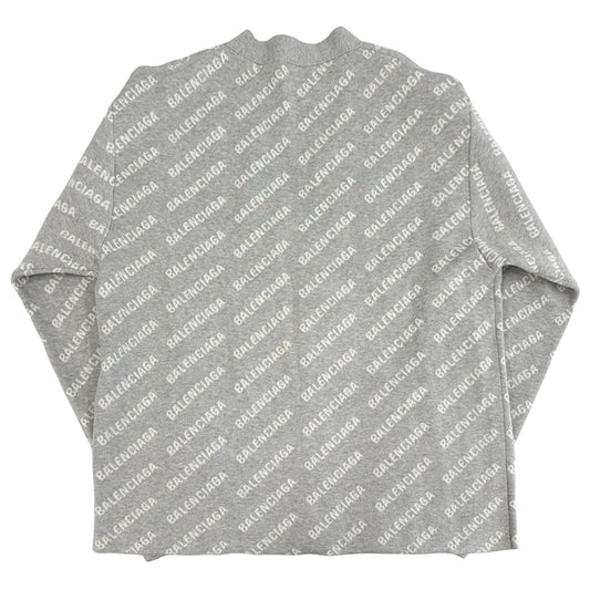 BALENCIAGA バレンシアガ カーディガン グレー ホワイト ウール L レディース メンズ 【中古】