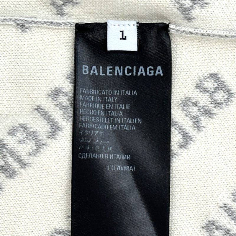 BALENCIAGA バレンシアガ カーディガン グレー ホワイト ウール L レディース メンズ 【中古】