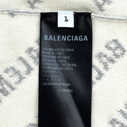 BALENCIAGA バレンシアガ カーディガン グレー ホワイト ウール L レディース メンズ 【中古】