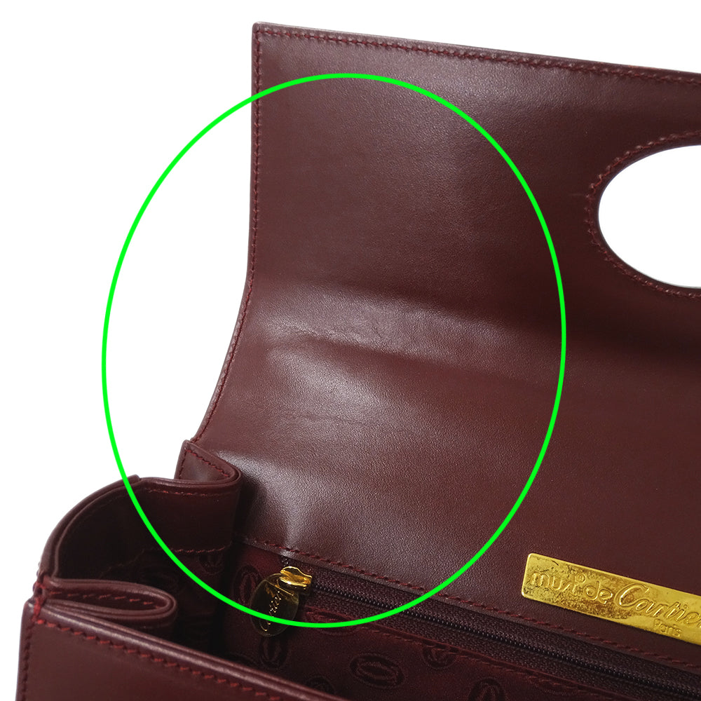 Cartier カルティエ ハンドバッグ マスト ボルドー レザー レディース 【中古】