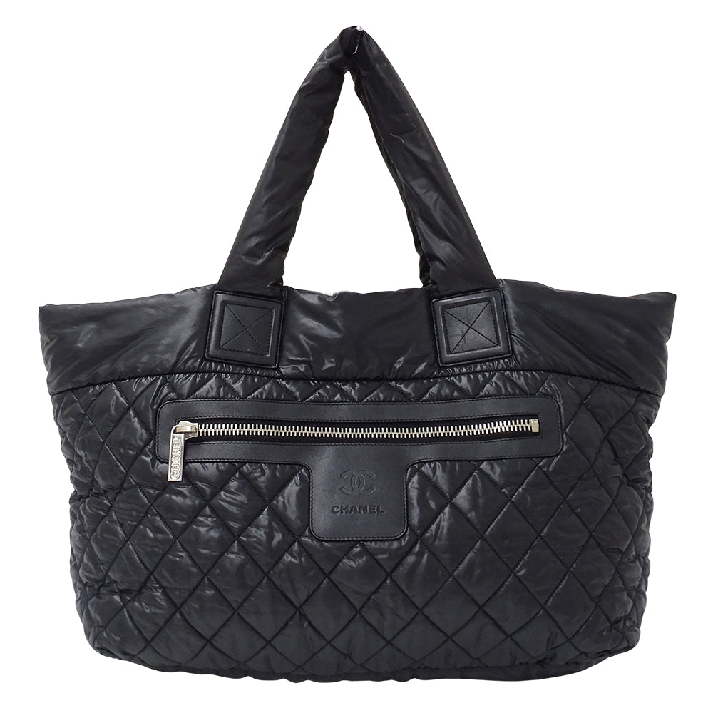 CHANEL シャネル トートバッグ コココクーン トートMM ブラック シルバー金具 A48611 ナイロン レディース 【中古】