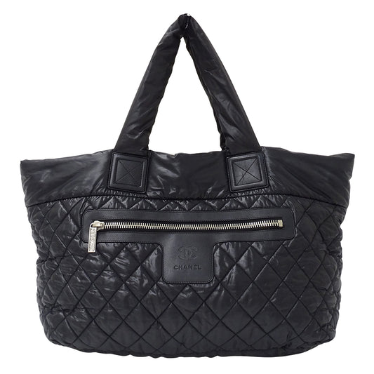 CHANEL シャネル トートバッグ コココクーン トートMM ブラック シルバー金具 A48611 ナイロン レディース 【中古】